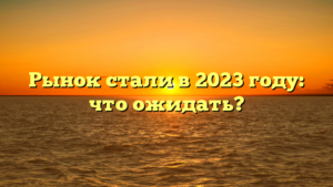 Рынок стали в 2023 году: что ожидать?